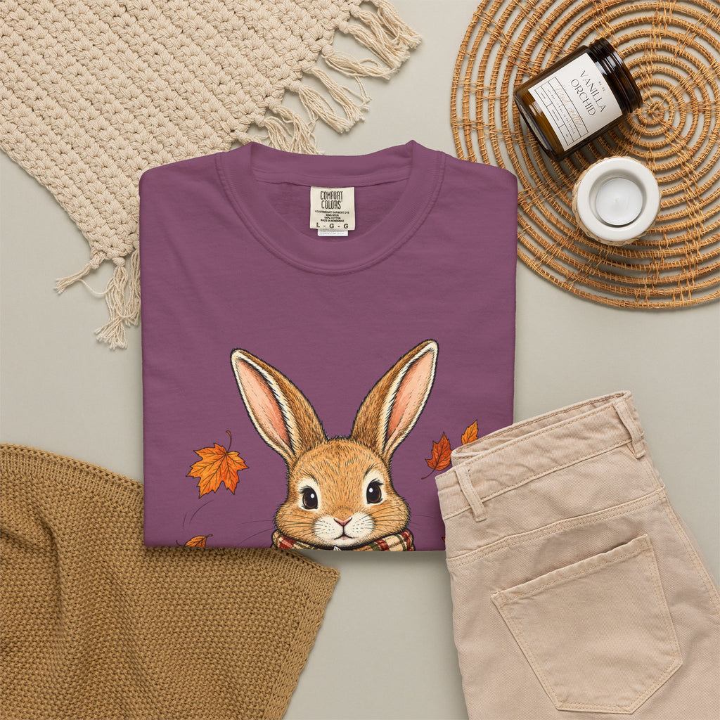 Autumn Bunny Tee — Cozy Fall Rabbit with Scarf & Hot Cocoa