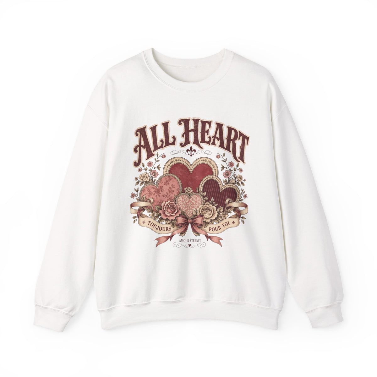 Vintage Valentine Crewneck Sweatshirt – "All Heart" Romantic Graphic