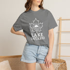 Lake Ontario T-Shirt — Retro Maple Leaf Sunset Graphic