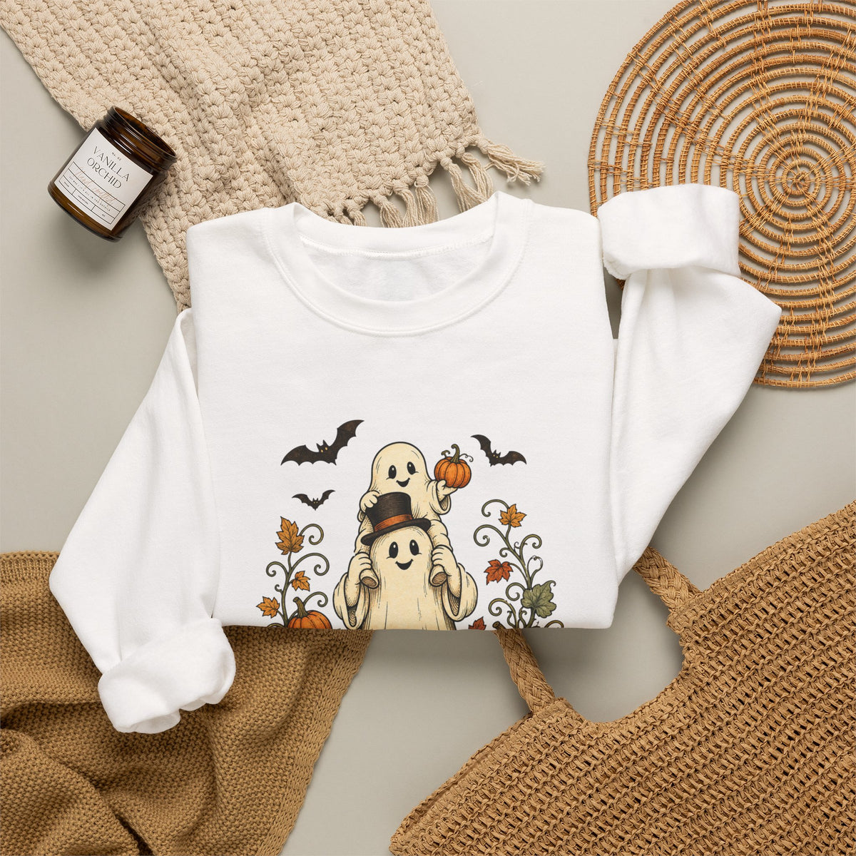 Halloween Pumpkin Ghost Crewneck Sweatshirt