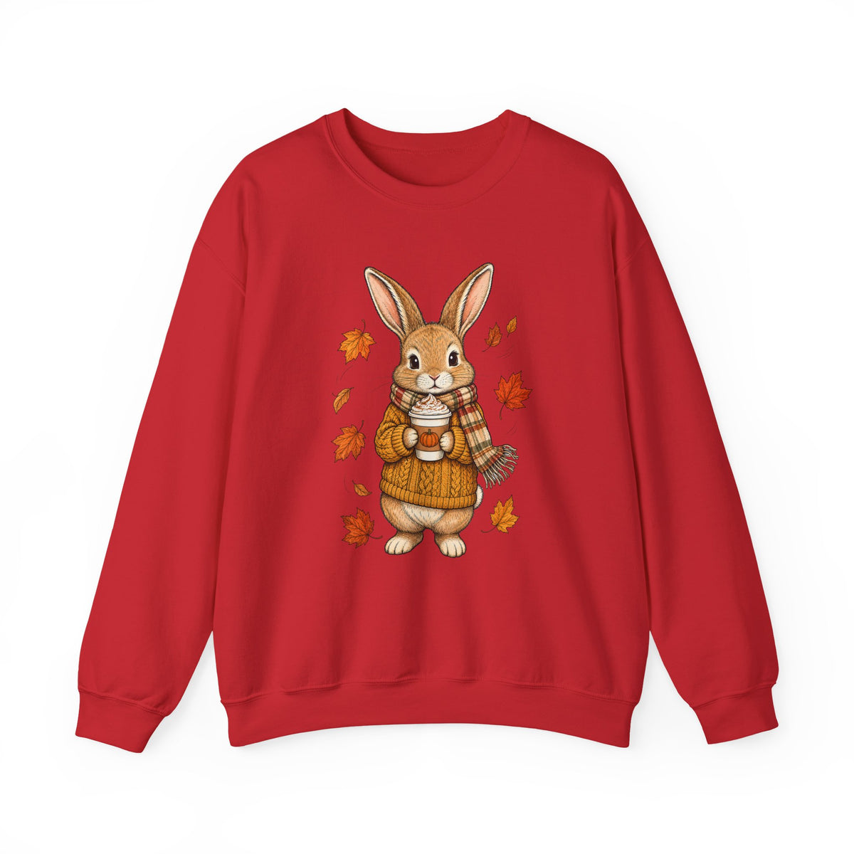 Autumn Bunny Sweatshirt – Cozy Fall Rabbit Holding Coffee