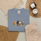 Cat Knit Crew T-Shirt — Cozy Cats Sitting Together Graphic Tee