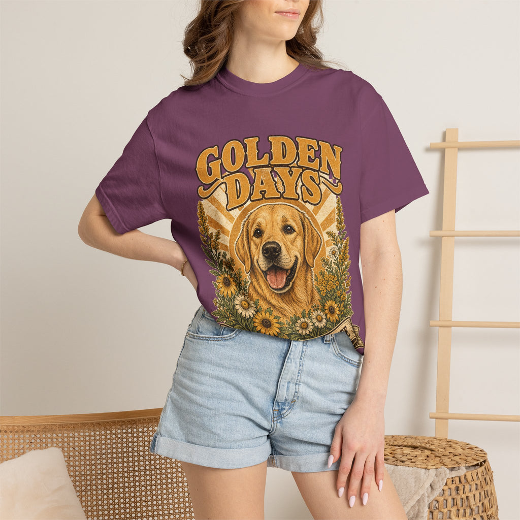 Golden Days Golden Retriever T-Shirt — "Good Dog • Good Life" Vintage Floral Tee