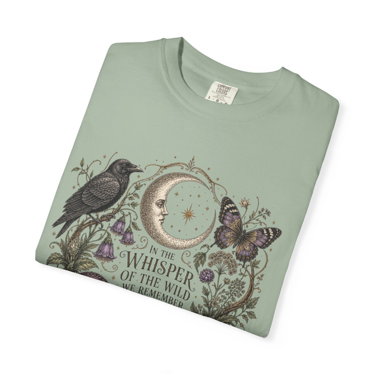 Whisper of the Wild T-Shirt — Moon, Raven & Mushroom Nature Graphic