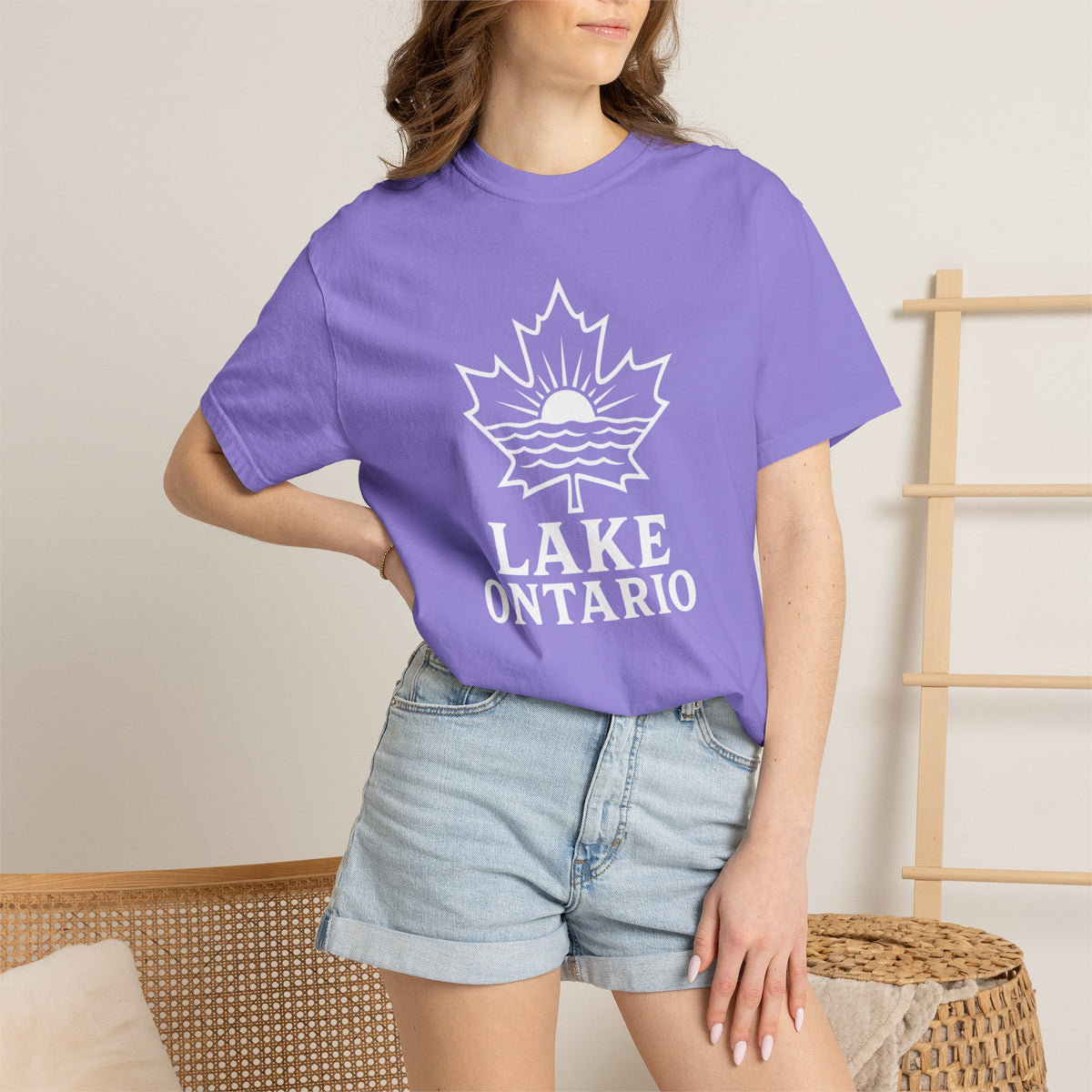 Lake Ontario T-Shirt — Retro Maple Leaf Sunset Graphic