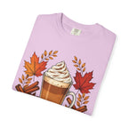 Pumpkin Spice Latte T-Shirt — Autumn Coffee Fall Leaves Tee