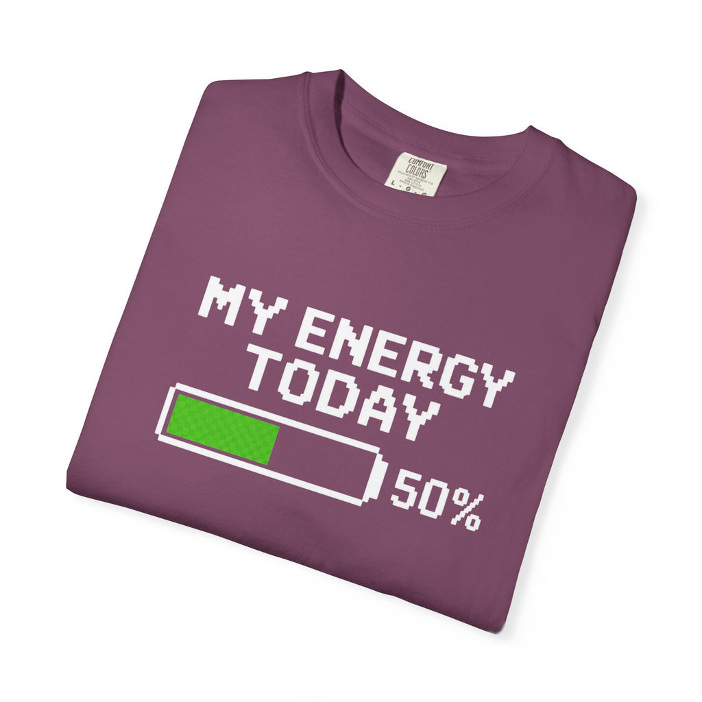 My Energy Today 50% T-Shirt — Low Battery Retro Graphic Tee