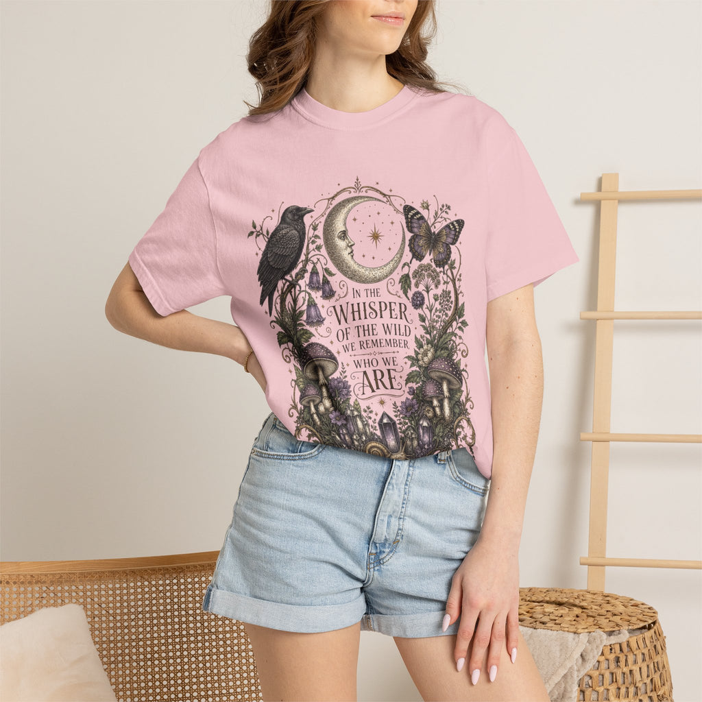 Whisper of the Wild T-Shirt — Moon, Raven & Mushroom Nature Graphic