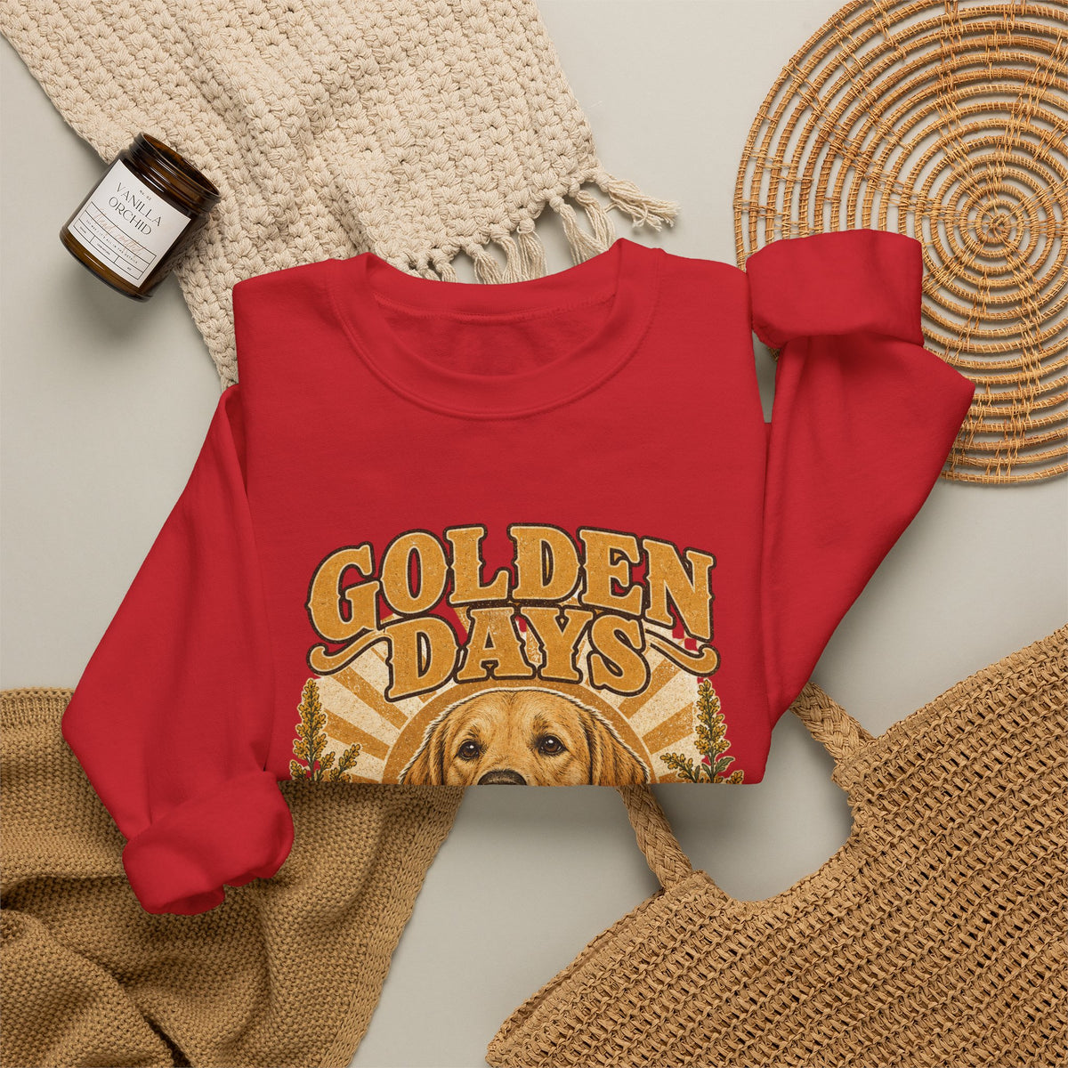 Sweatshirt — "Golden Days: Good Dog • Good Life" Retro Golden Retriever Crewneck