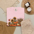 T-Shirt „Herbsternte-Wagen“ — Kürbis & Sonnenblume Herbst-T-Shirt