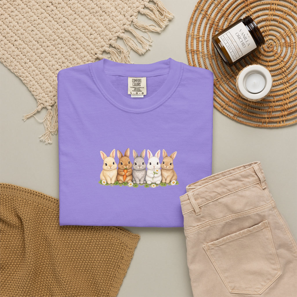 Bunny Row T‑Shirt — Cute Watercolor Rabbits Graphic Tee