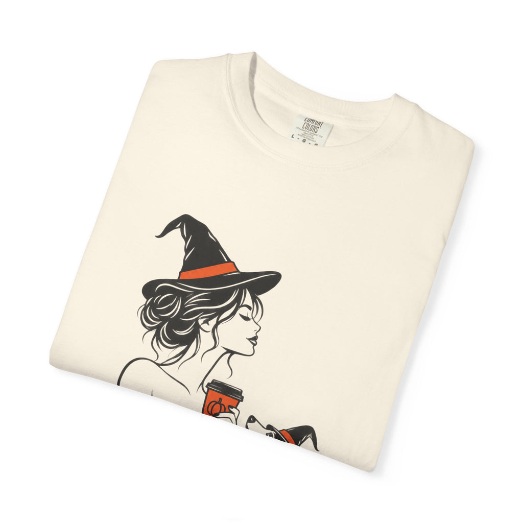 Her Human Witch Tee — Halloween Witch & Dog Graphic T-Shirt