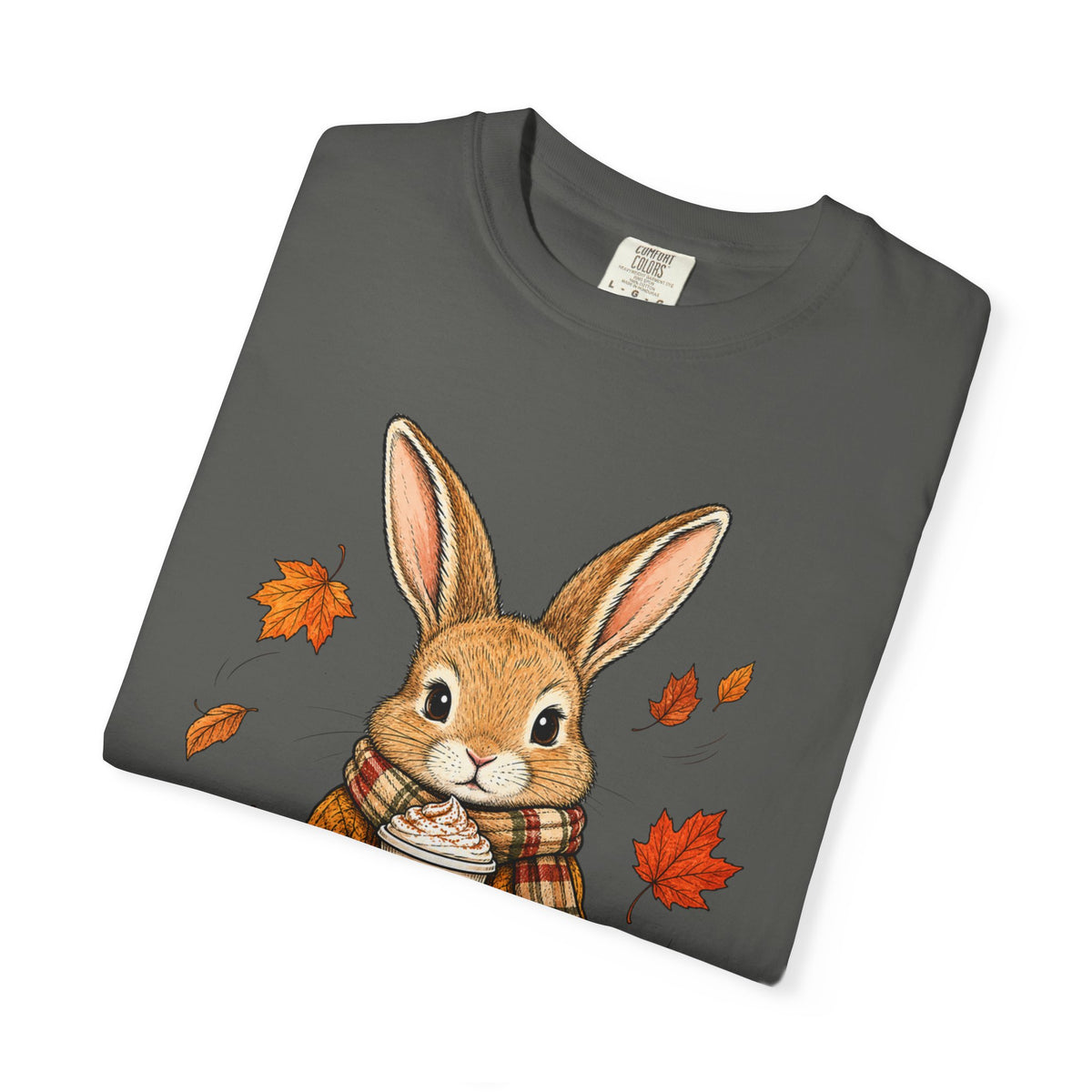 Autumn Bunny Tee — Cozy Fall Rabbit with Scarf & Hot Cocoa