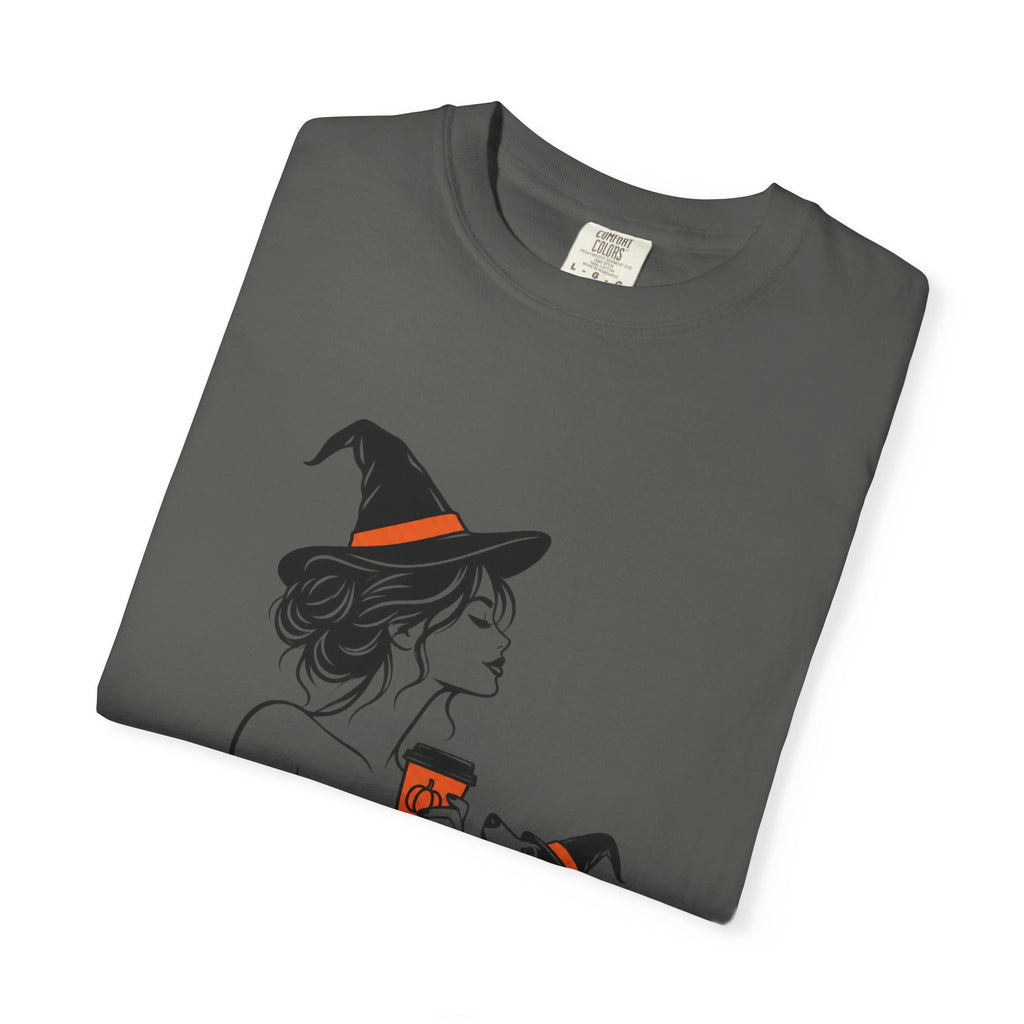 Her Human Witch Tee — Halloween Witch & Dog Graphic T-Shirt