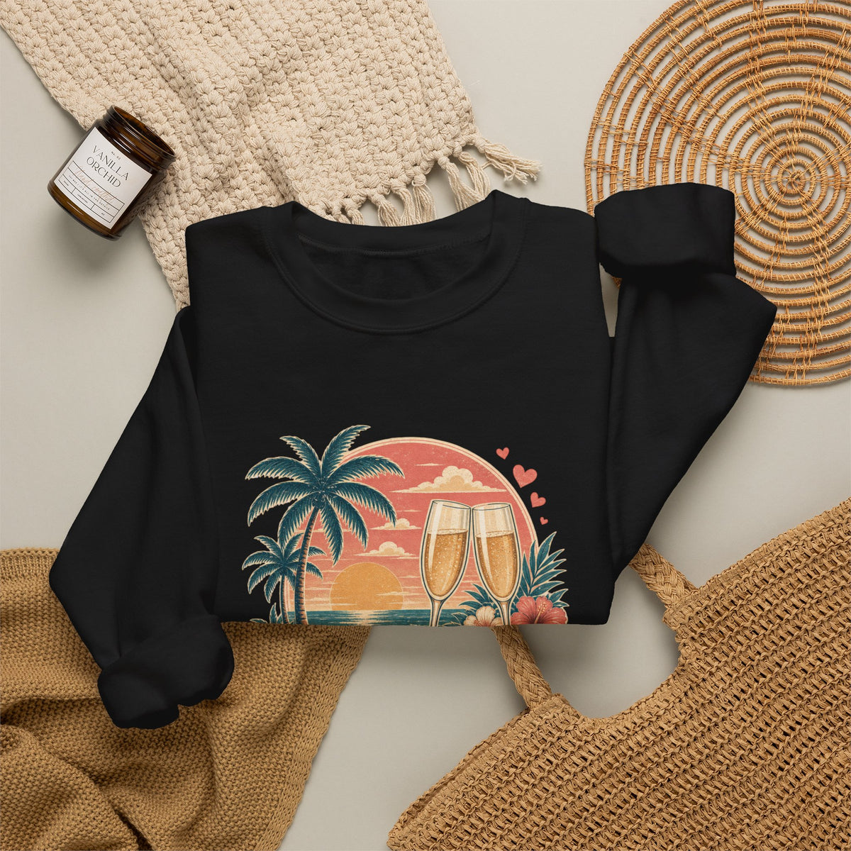 Honeymoon Mode Sweatshirt – Tropical Sunset Couples Crewneck