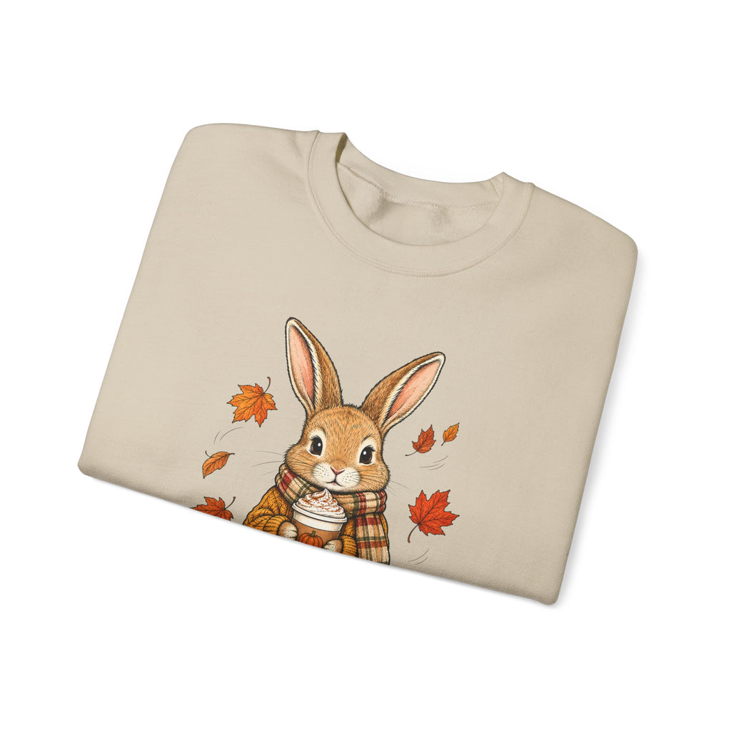 Autumn Bunny Sweatshirt – Cozy Fall Rabbit Holding Coffee
