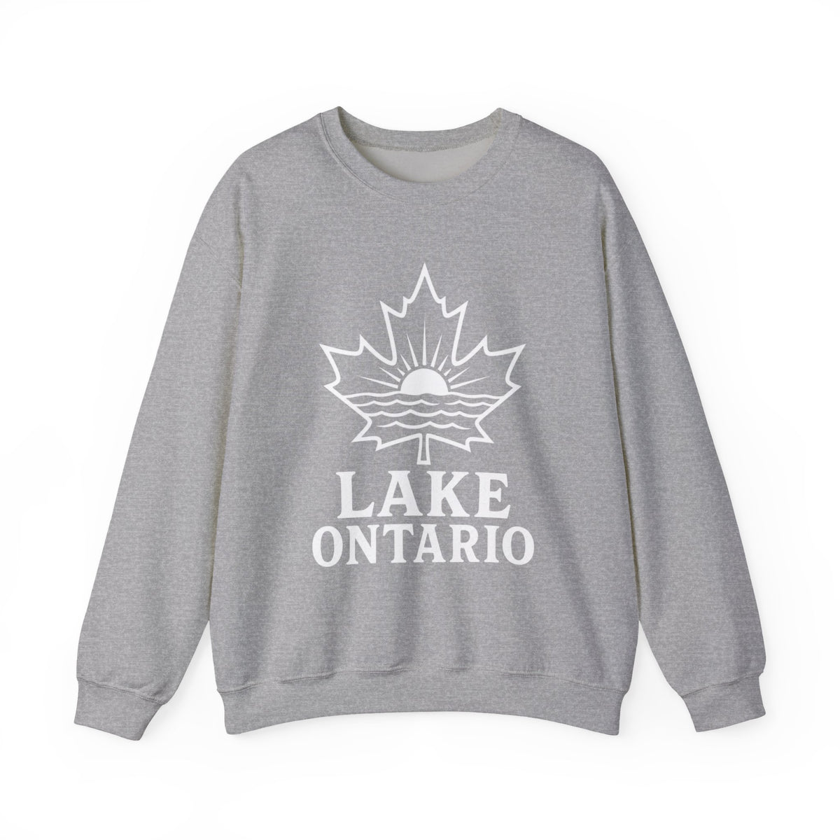 Lake Ontario Crewneck Sweatshirt — Maple Leaf Sunset Lake Design