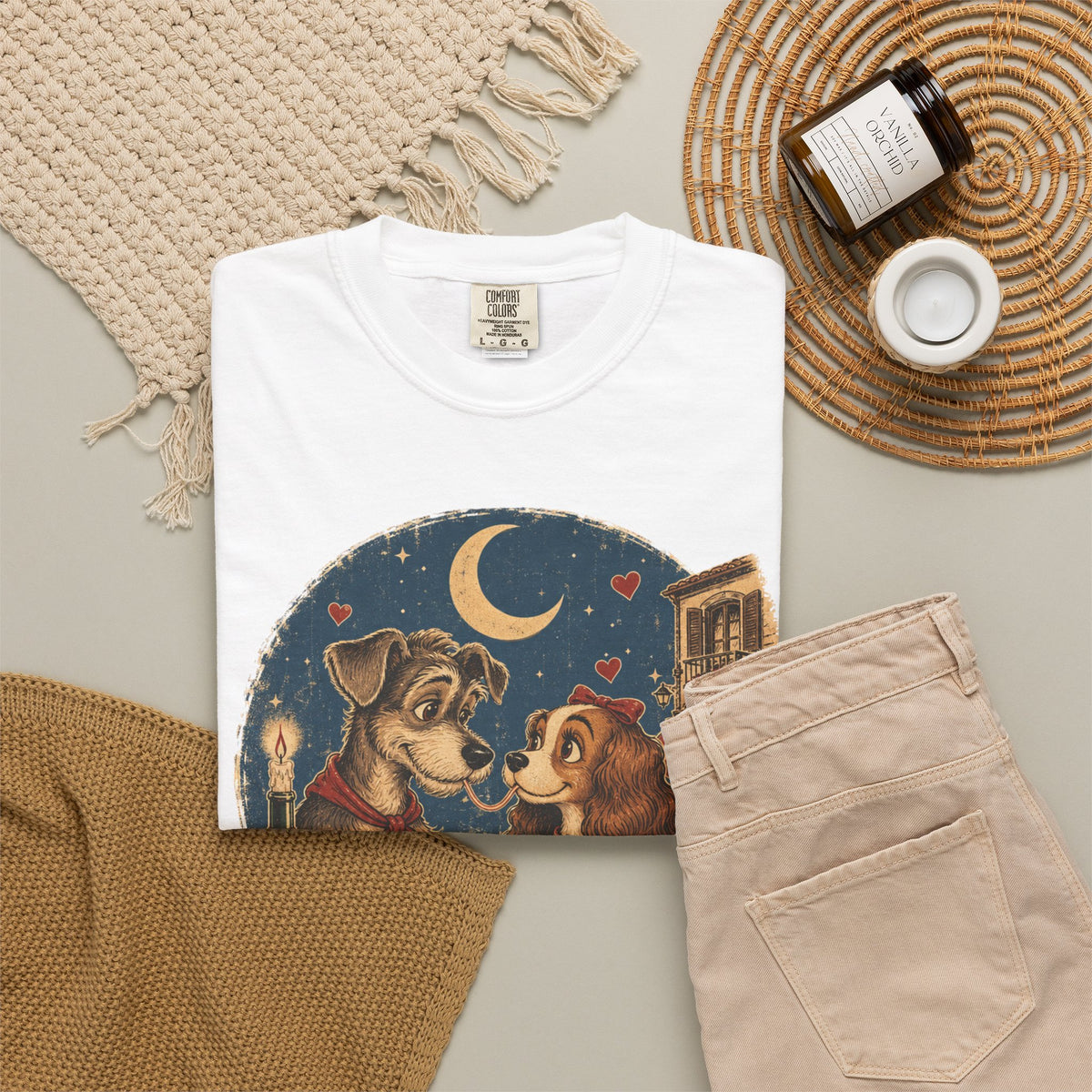 T-Shirt — "Love at First Bite" Vintage Pizza Date Dogs Tee