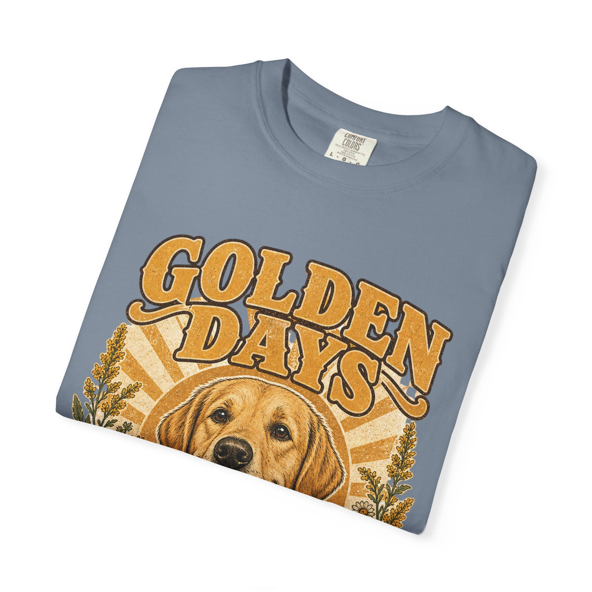 Golden Days Golden Retriever T-Shirt — "Good Dog • Good Life" Vintage Floral Tee