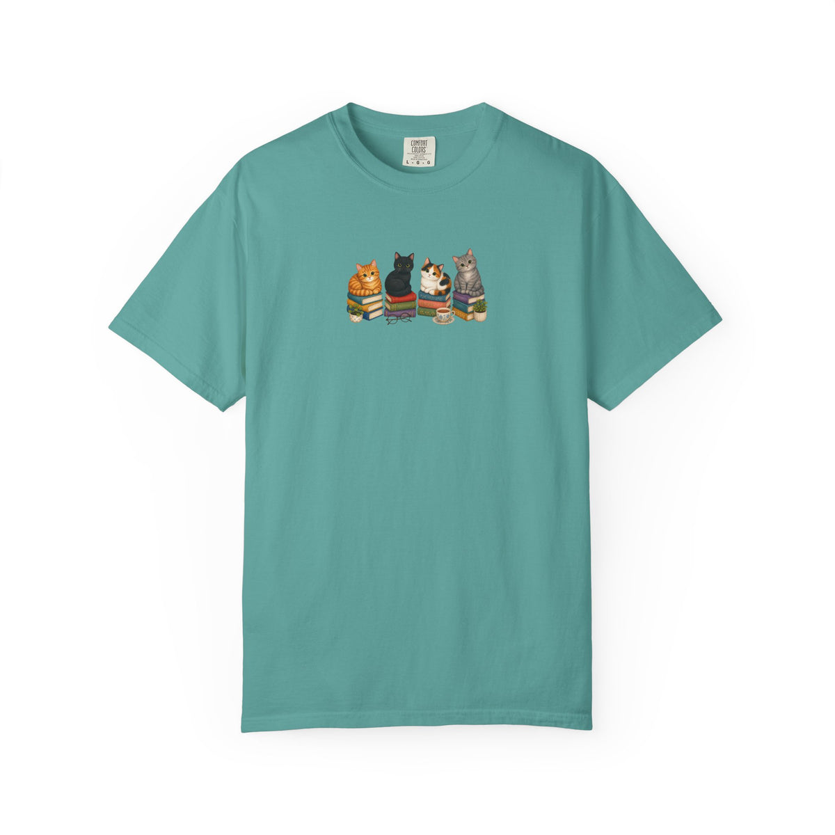 Cat Knit Crew T-Shirt — Cozy Cats Sitting Together Graphic Tee