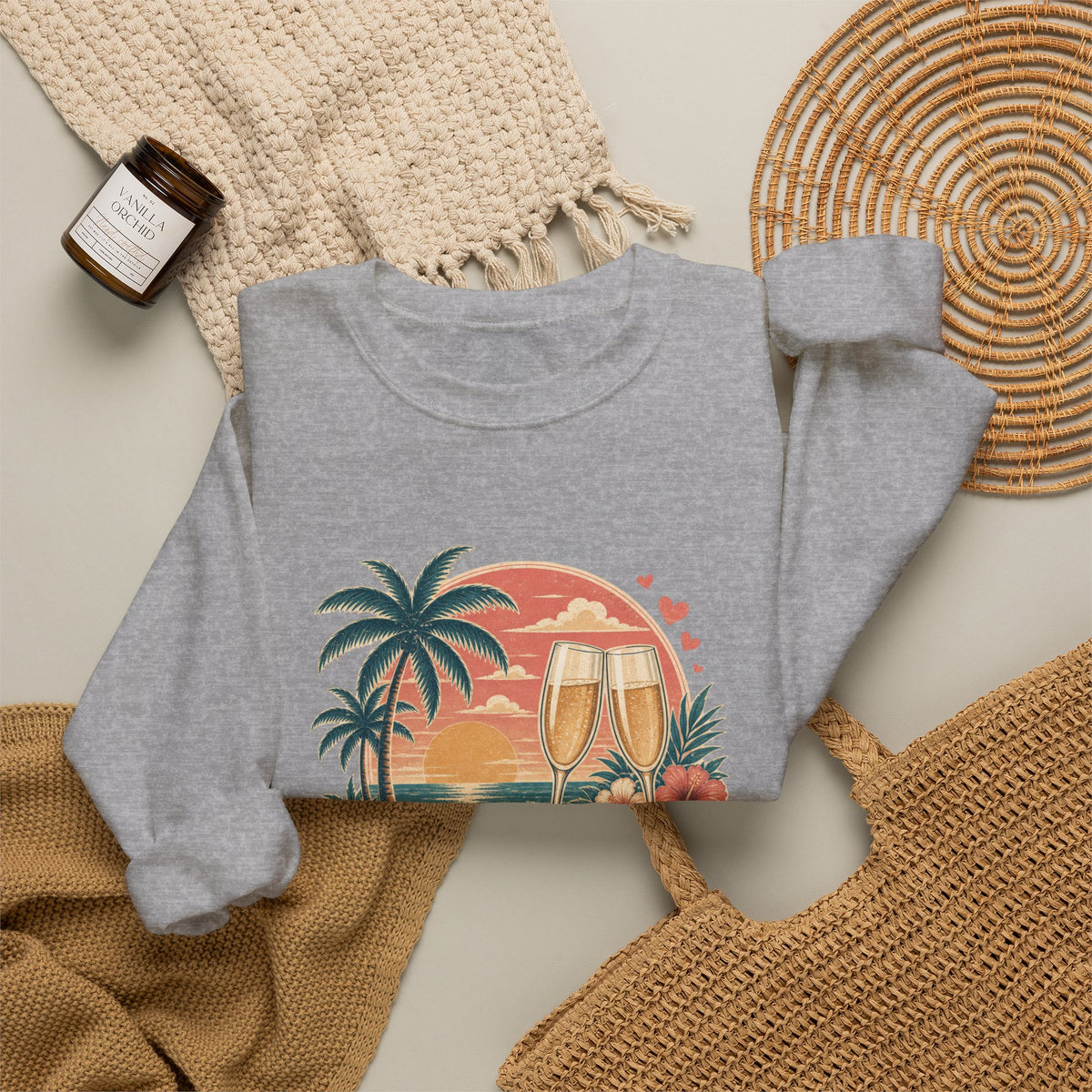 Honeymoon Mode Sweatshirt – Tropical Sunset Couples Crewneck