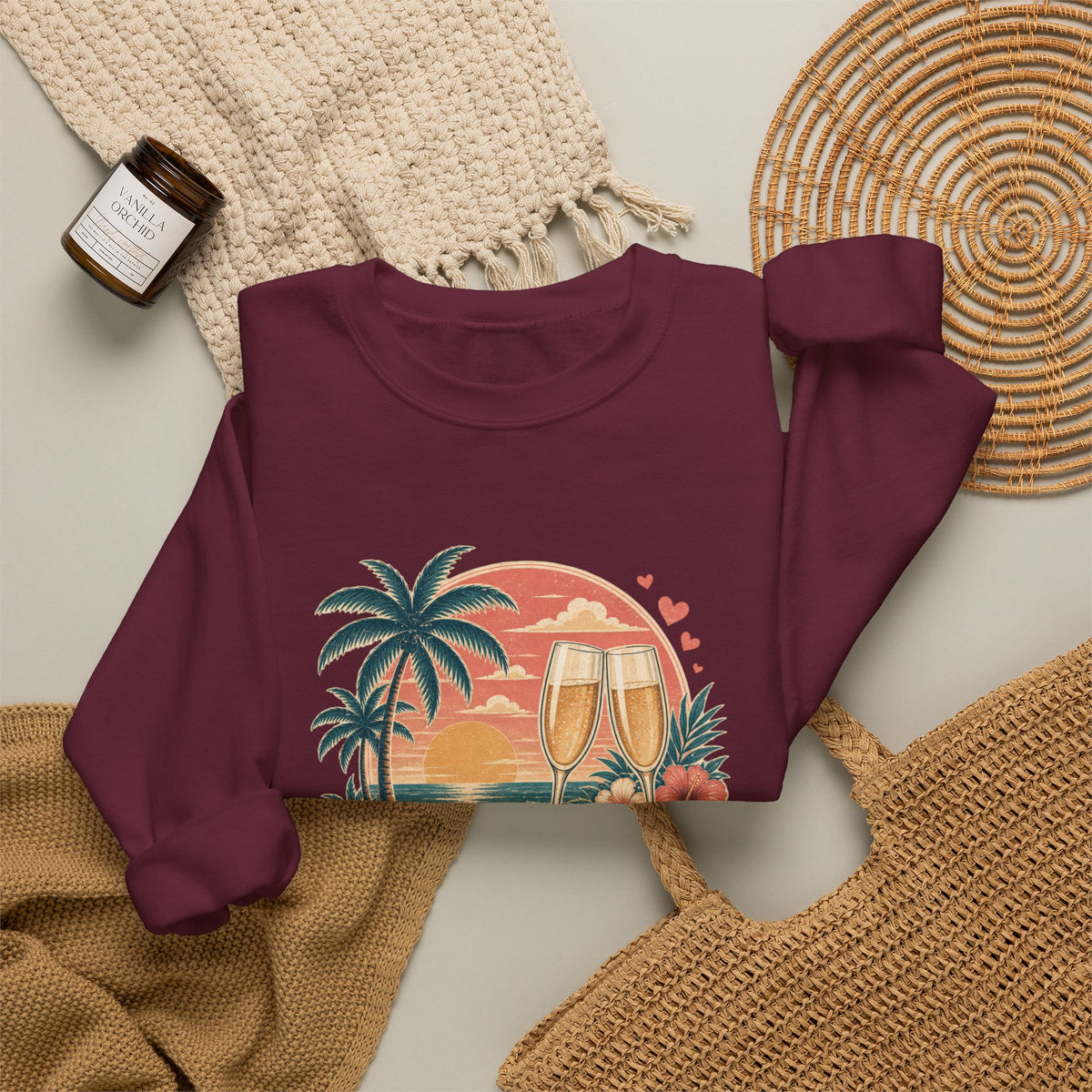 Honeymoon Mode Sweatshirt – Tropical Sunset Couples Crewneck
