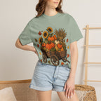 T-Shirt „Herbsternte-Wagen“ — Kürbis & Sonnenblume Herbst-T-Shirt
