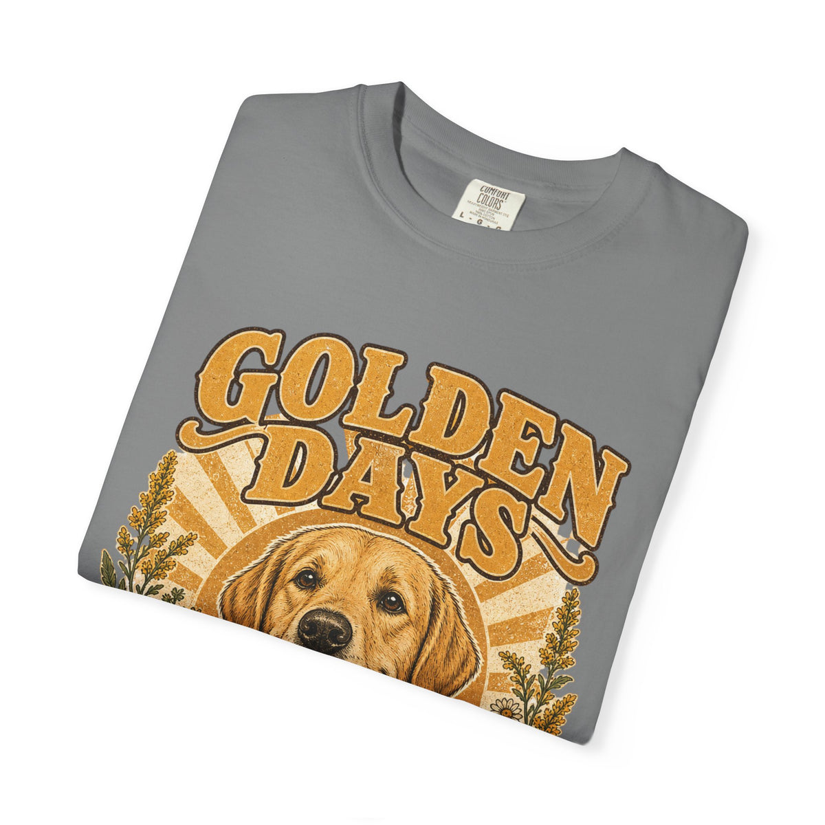 Golden Days Golden Retriever T-Shirt — "Good Dog • Good Life" Vintage Floral Tee