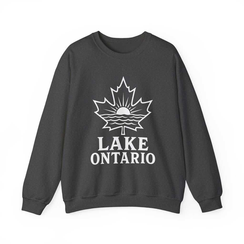 Lake Ontario Crewneck Sweatshirt — Maple Leaf Sunset Lake Design