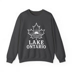Lake Ontario Crewneck Sweatshirt — Maple Leaf Sunset Lake Design