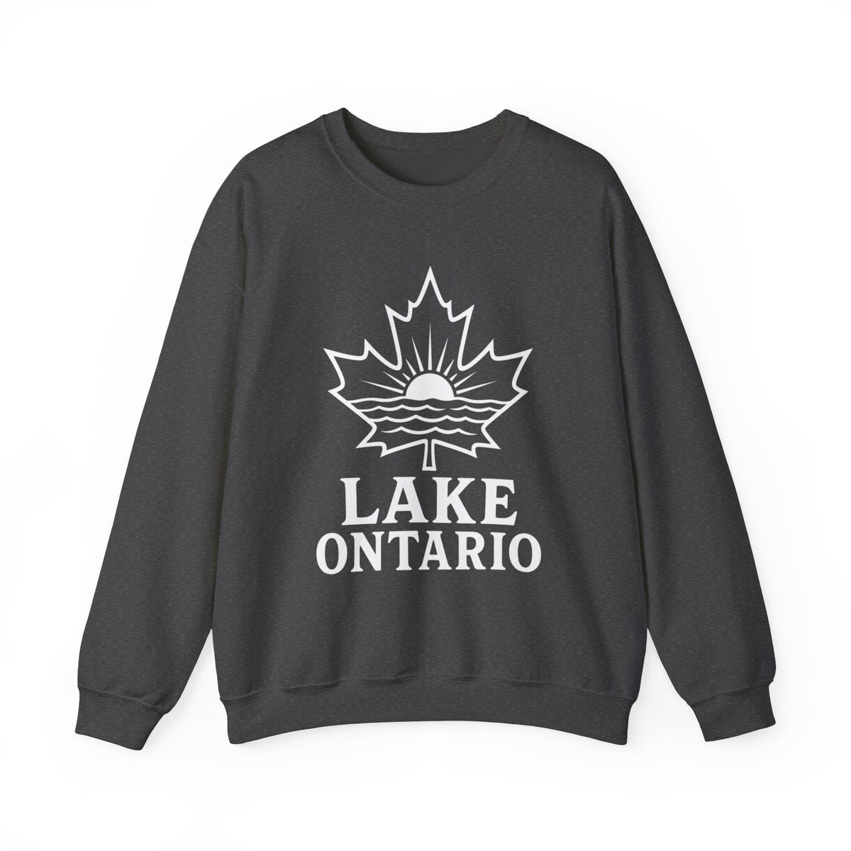 Lake Ontario Crewneck Sweatshirt — Maple Leaf Sunset Lake Design
