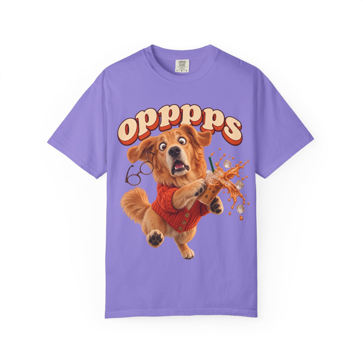 Oops Puppy T-Shirt — Cute Dog Spilling Coffee Graphic Tee