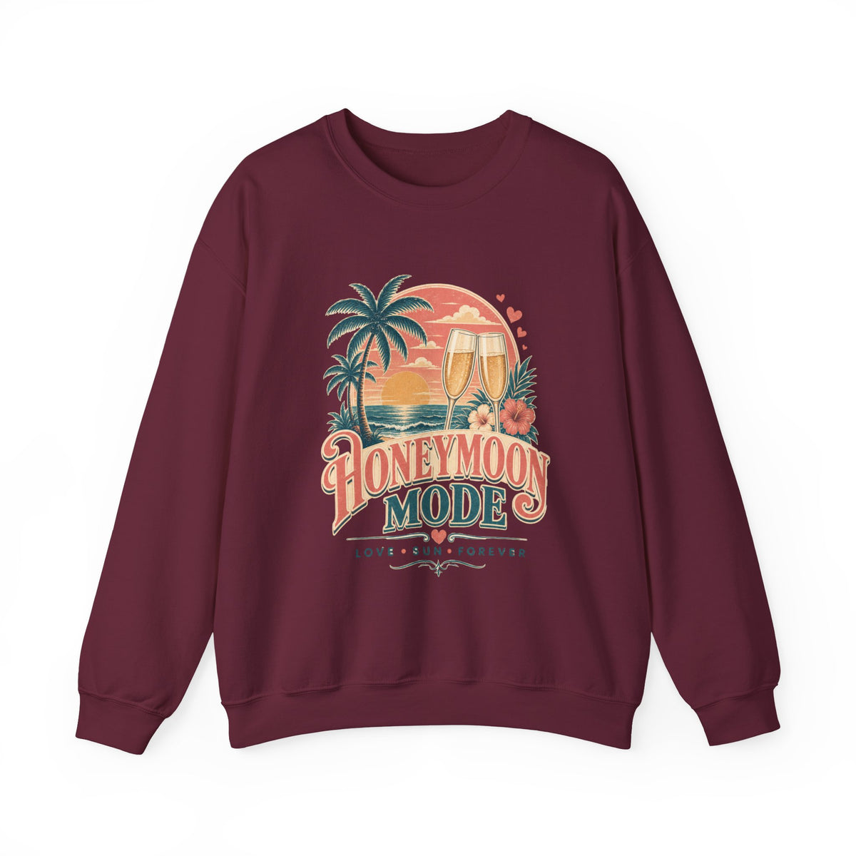 Honeymoon Mode Sweatshirt – Tropical Sunset Couples Crewneck