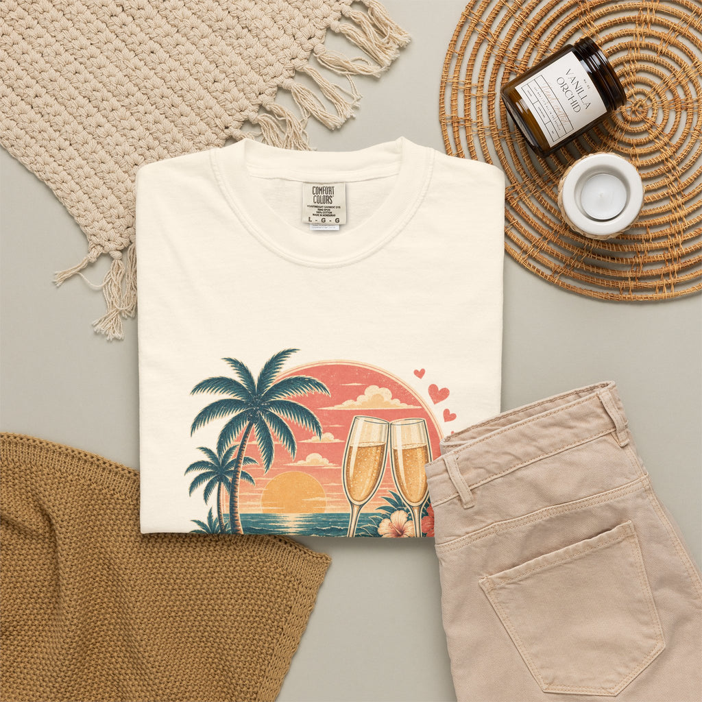 Honeymoon Mode T-Shirt — Tropical Sunset Couple Vacation Tee