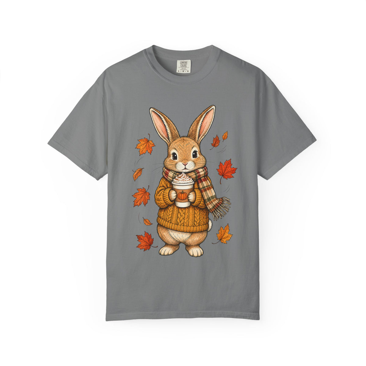 Autumn Bunny Tee — Cozy Fall Rabbit with Scarf & Hot Cocoa