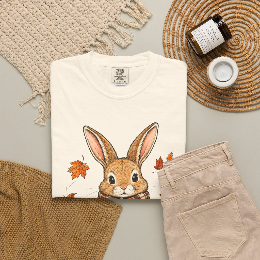 Autumn Bunny Tee — Cozy Fall Rabbit with Scarf & Hot Cocoa
