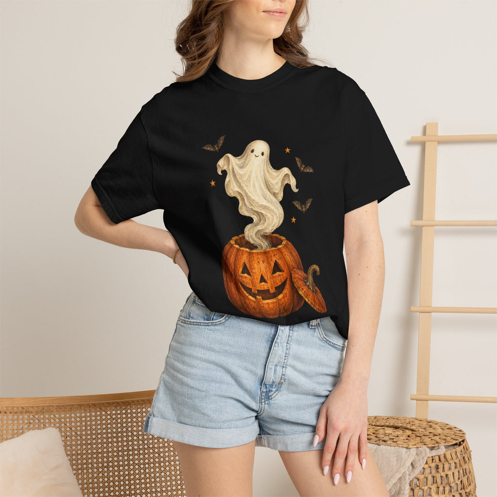 Halloween Ghost in Jack-O'-Lantern T-Shirt