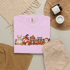 Halloween Critter Lineup T-Shirt — Cute Pumpkin, Witch & Bunny Spooky Crew