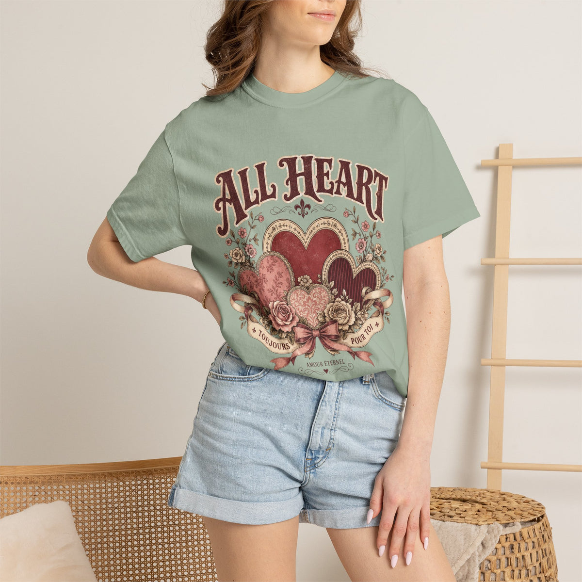 All Heart Vintage Floral Tee — "All Heart" Graphic T-Shirt