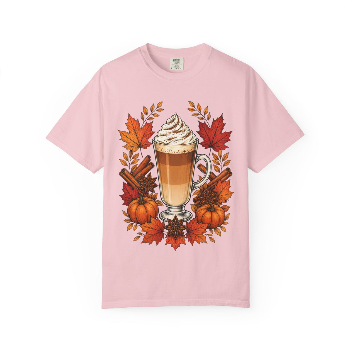 Pumpkin Spice Latte T-Shirt — Autumn Coffee Fall Leaves Tee