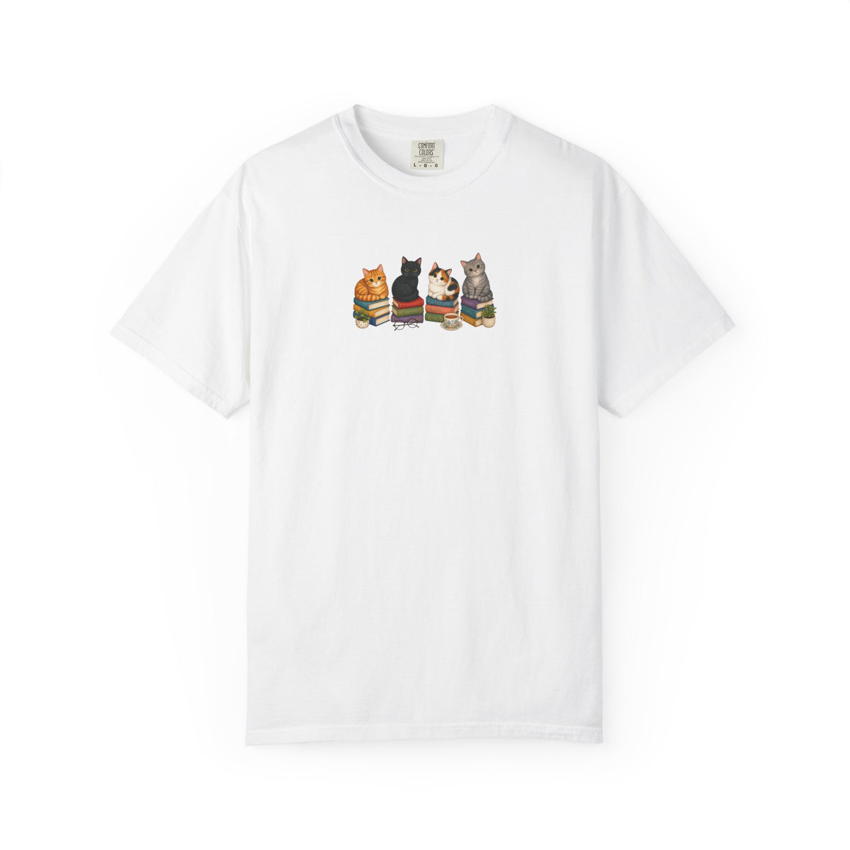 Cat Knit Crew T-Shirt — Cozy Cats Sitting Together Graphic Tee