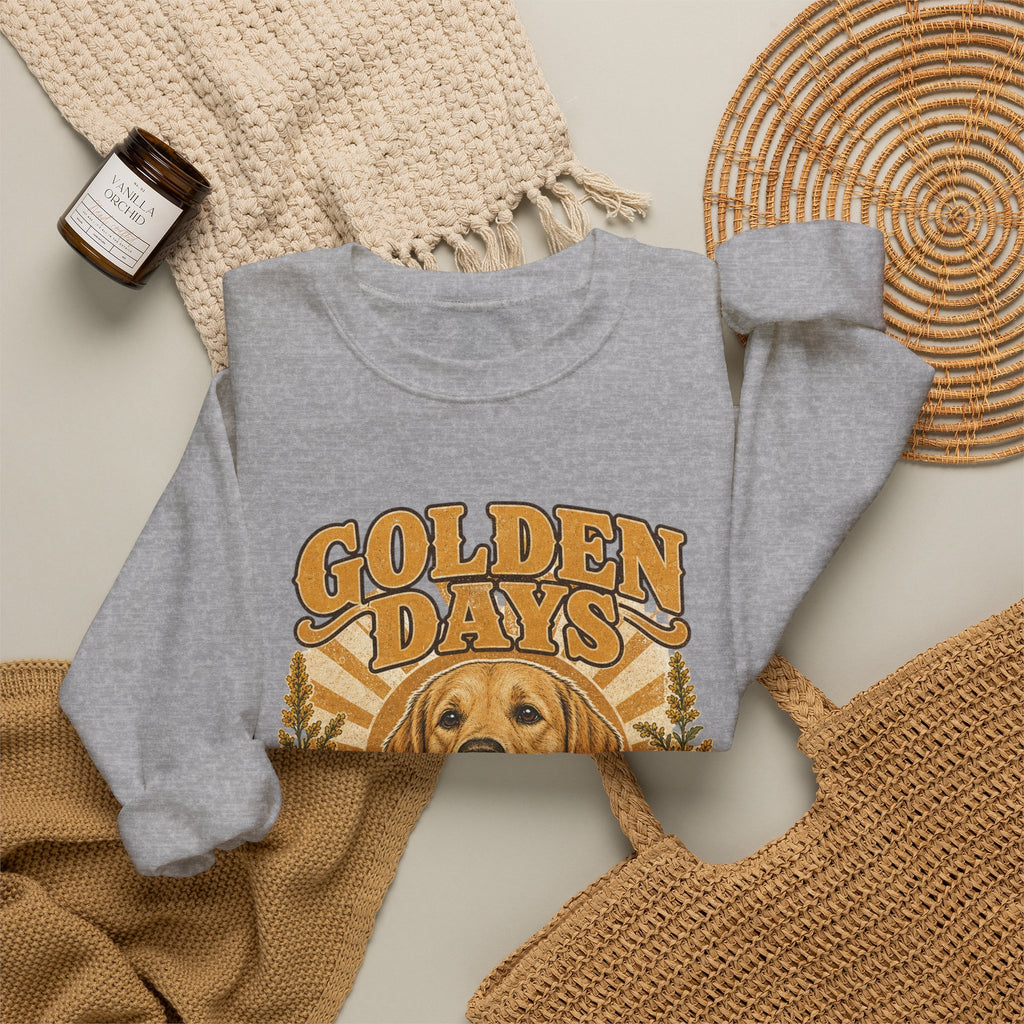 Sweatshirt — "Golden Days: Good Dog • Good Life" Retro Golden Retriever Crewneck