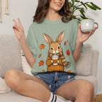 Autumn Bunny Tee — Cozy Fall Rabbit with Scarf & Hot Cocoa