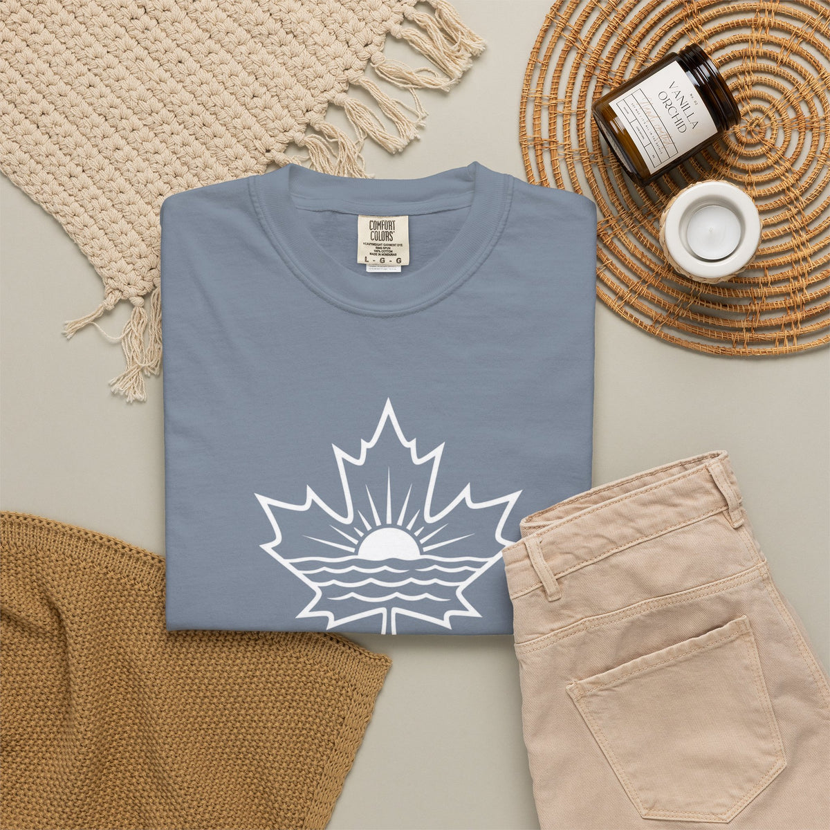 Lake Ontario T-Shirt — Retro Maple Leaf Sunset Graphic