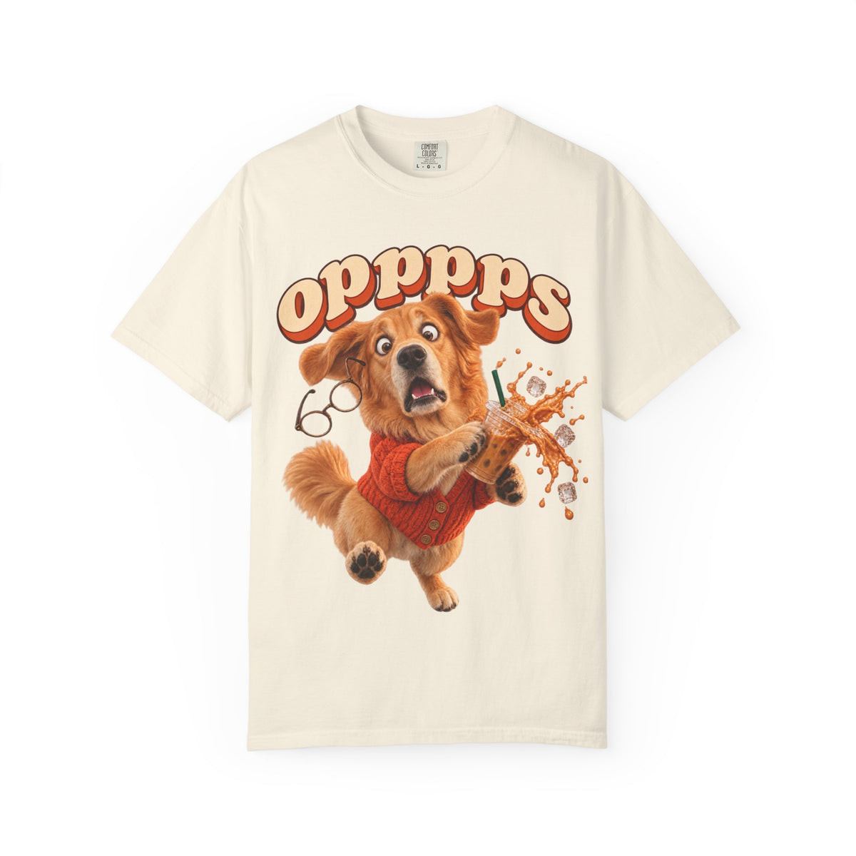 Oops Puppy T-Shirt — Cute Dog Spilling Coffee Graphic Tee
