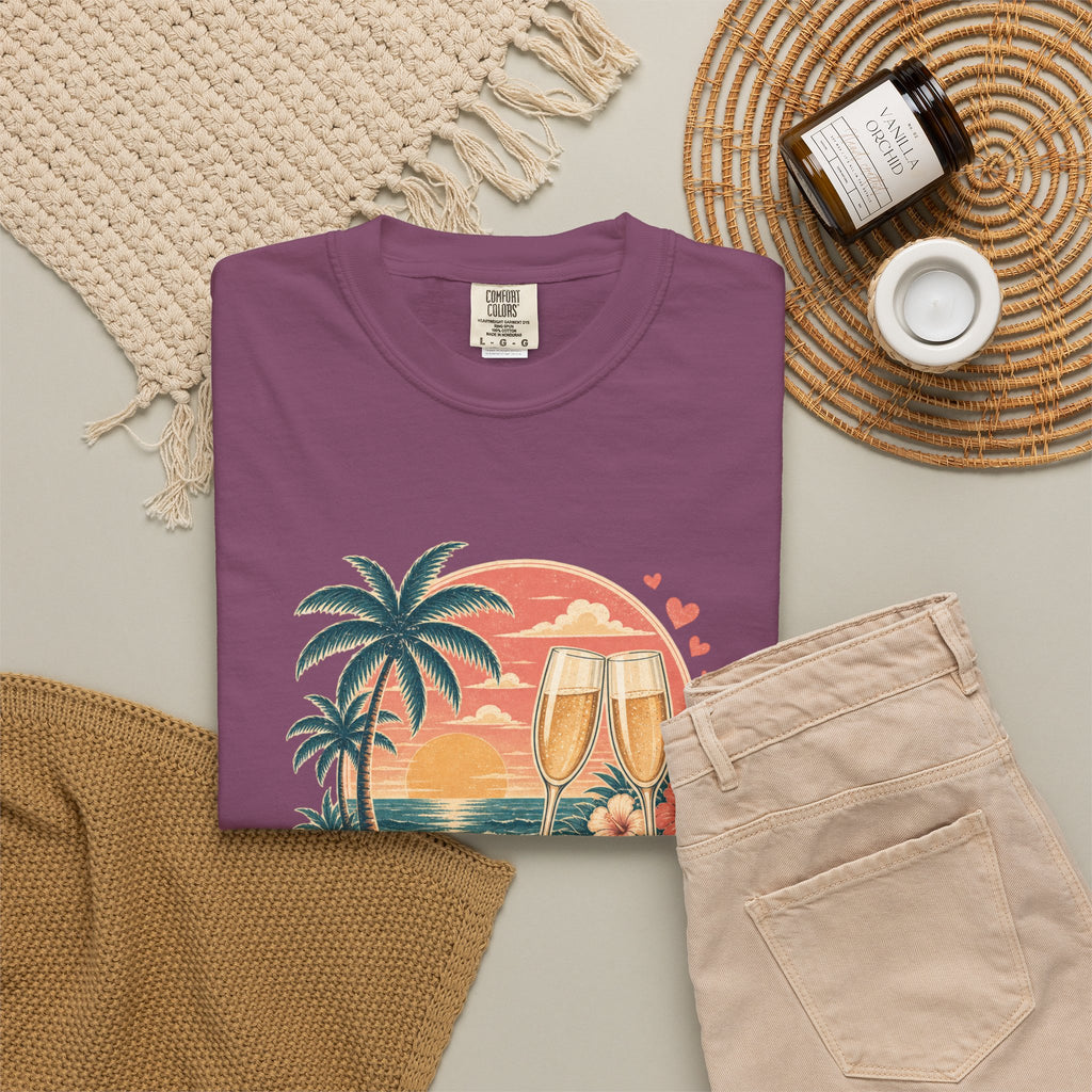 Honeymoon Mode T-Shirt — Tropical Sunset Couple Vacation Tee