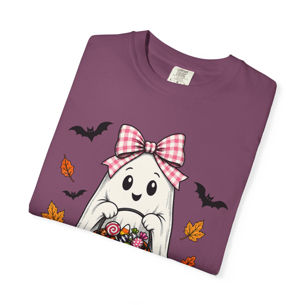 Cute Halloween Ghost T-Shirt — Trick-or-Treat Pumpkin & Bats