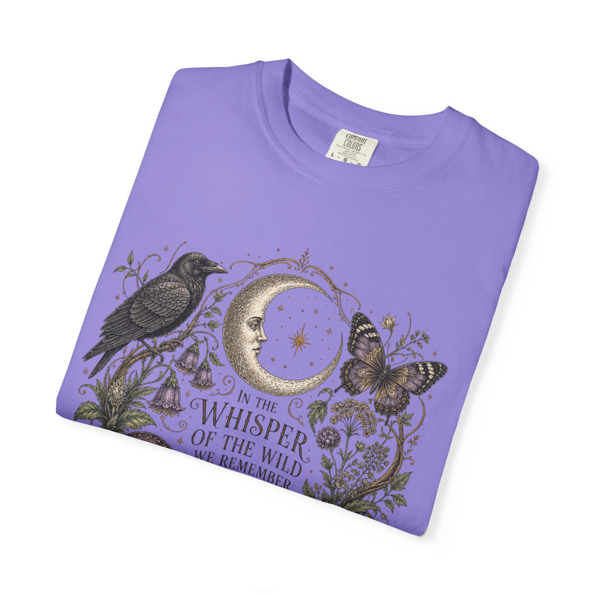 Whisper of the Wild T-Shirt — Moon, Raven & Mushroom Nature Graphic