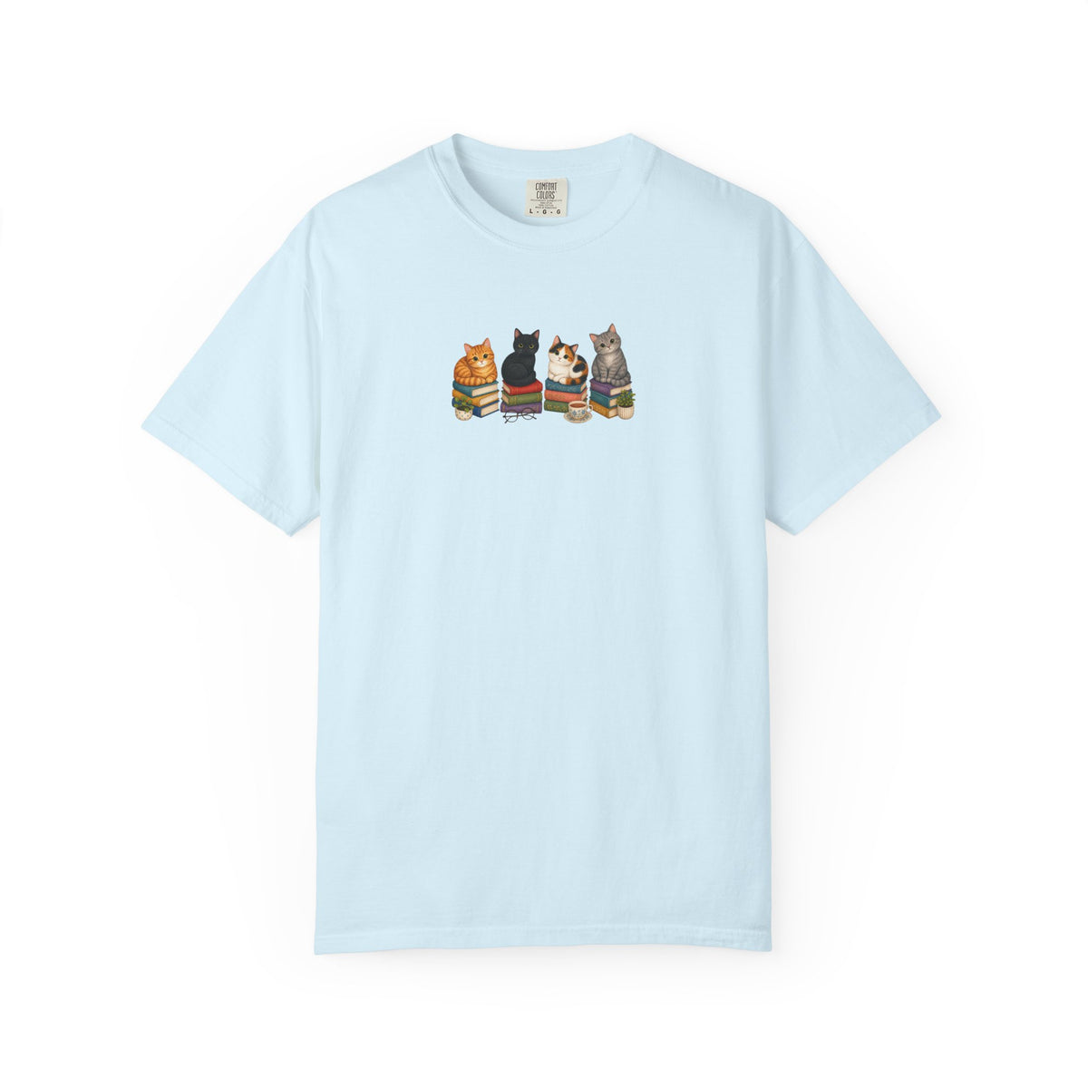 Cat Knit Crew T-Shirt — Cozy Cats Sitting Together Graphic Tee