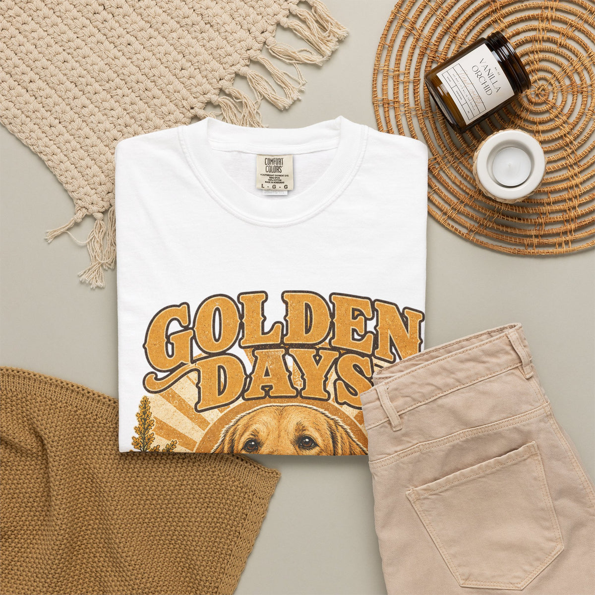 Golden Days Golden Retriever T-Shirt — "Good Dog • Good Life" Vintage Floral Tee